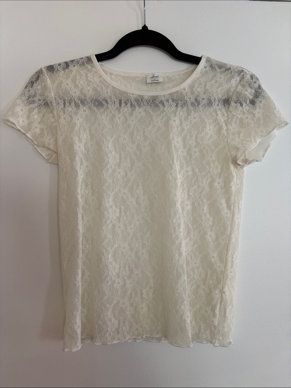 Aritzia Wilfred Lace Short Sleeve Top - Cream